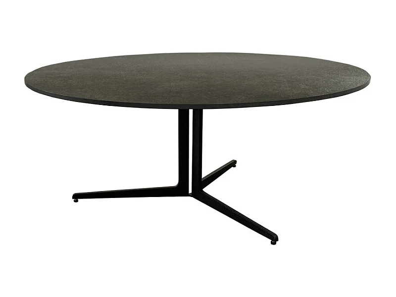 Table basse D.89 cm céramique gris anthracite et métal noir - TAMATOA