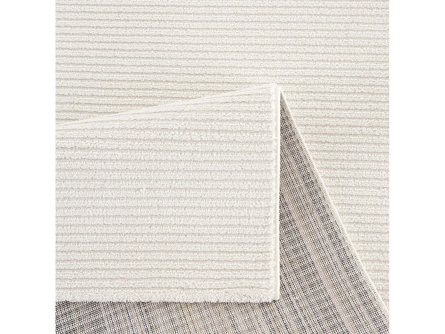 TARA - Tapis uni blanc à relief linéaire 80x300cm