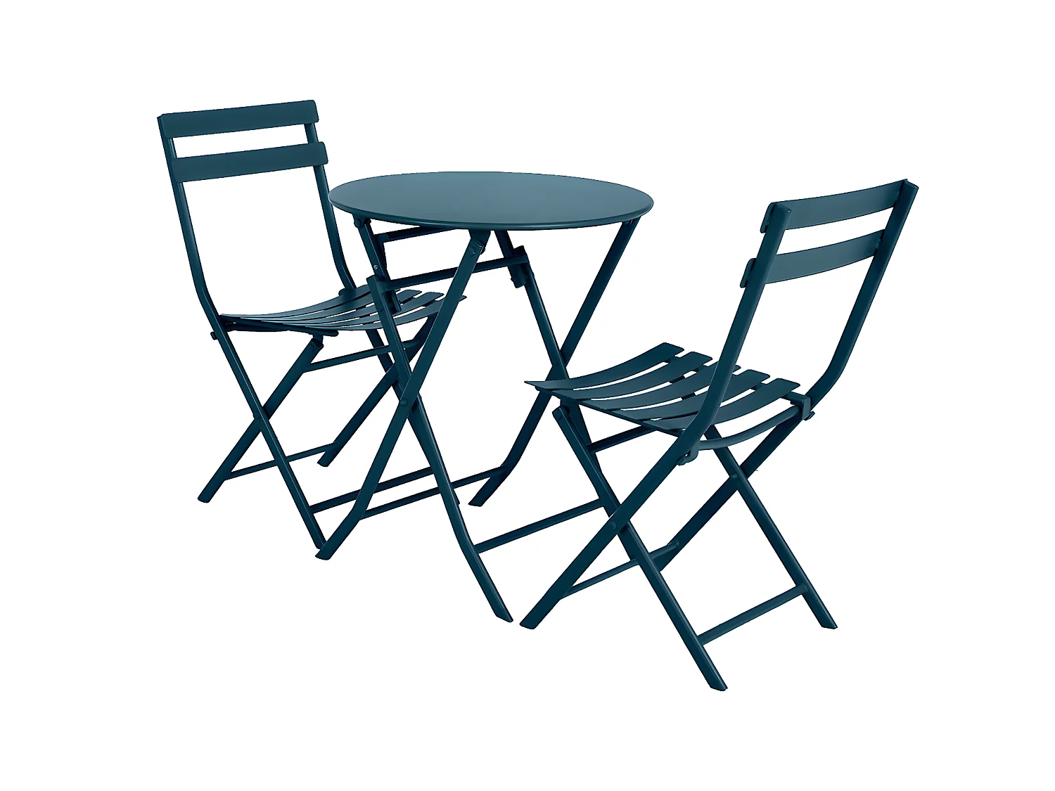 Table de jardin ronde Greensboro Ø 60 cm Bleu Pétrol - 2 places - Hespéride