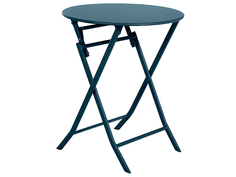 Table de jardin ronde Greensboro Ø 60 cm Bleu Pétrol - 2 places - Hespéride