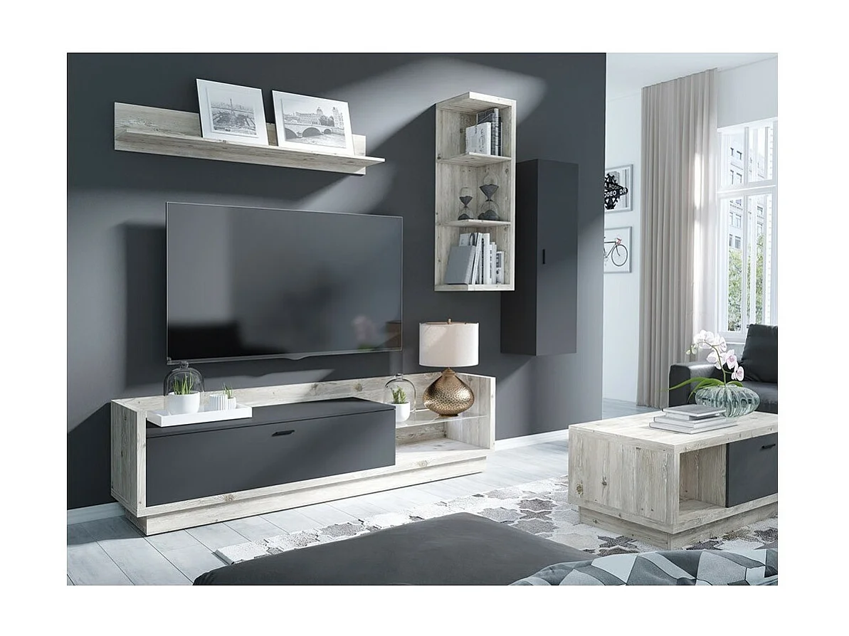 Armoire suspendue CORK coloris gris anthracite - 40 x 135 x 38 cm