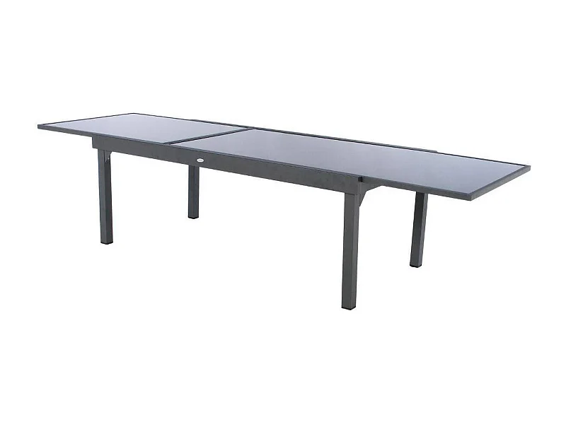 Table extensible rectangulaire en verre Piazza 8/12 places Gris anthracite - Hespéride