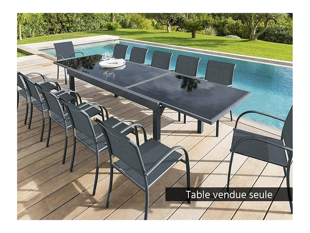 Table extensible rectangulaire en verre Piazza 8/12 places Gris anthracite - Hespéride