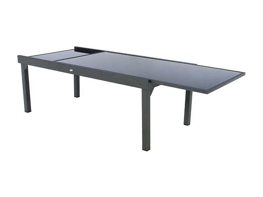 Table extensible rectangulaire en verre Piazza 8/12 places Gris anthracite - Hespéride