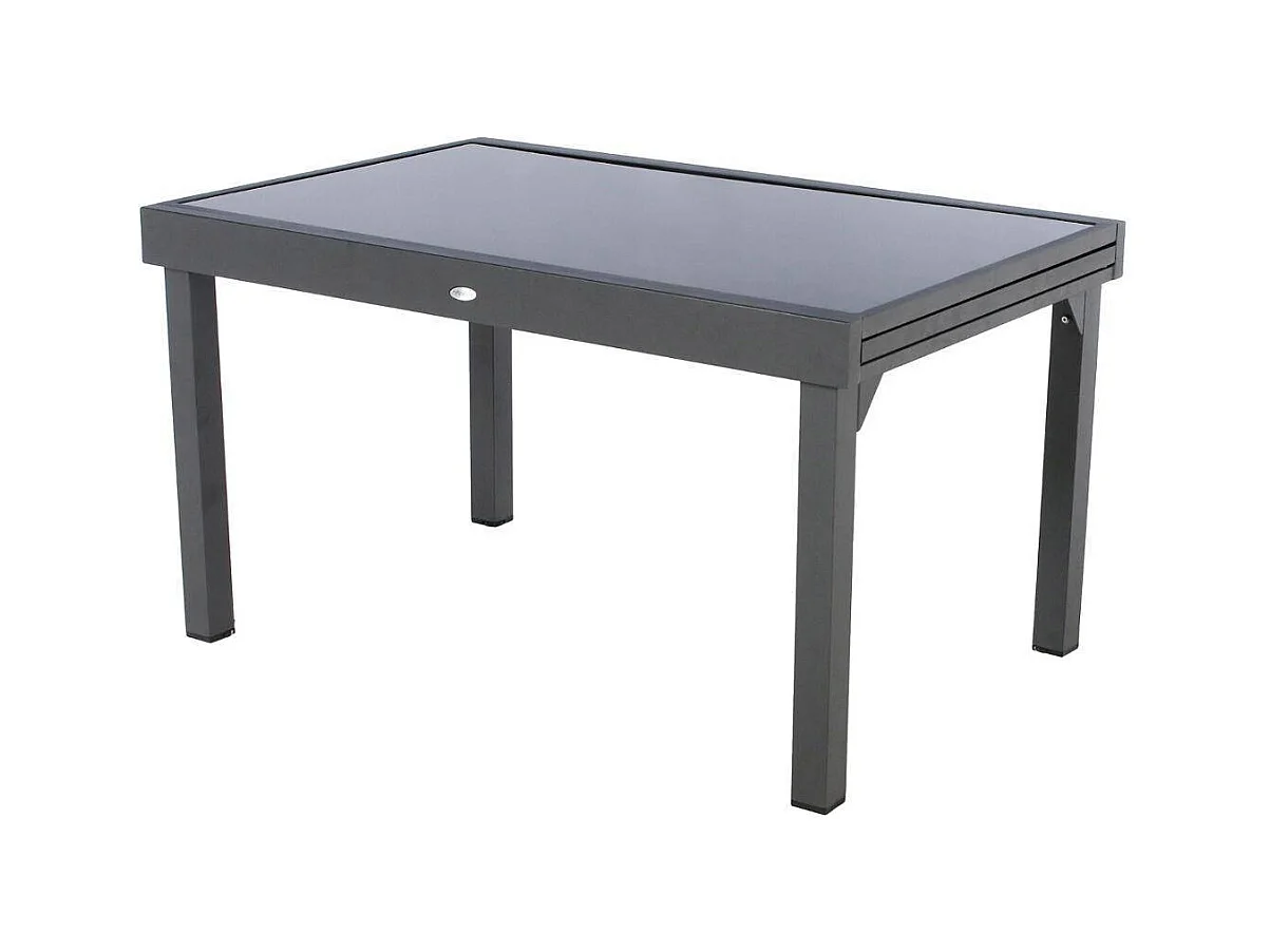 Table extensible rectangulaire en verre Piazza 6/10 places Gris anthracite - Hespéride