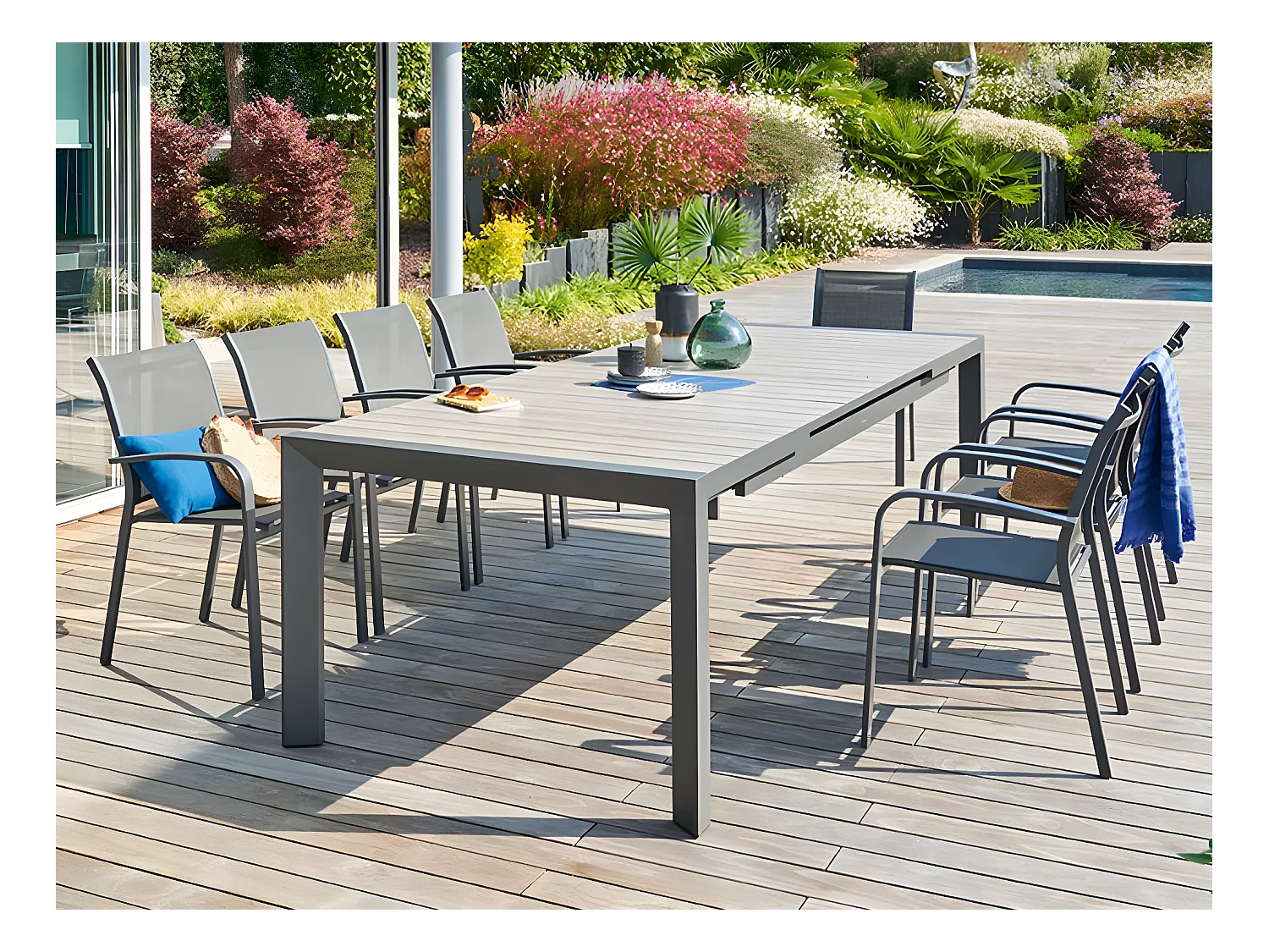 Table de jardin rectangulaire aluminium Evasion 6/10 places - Hespéride