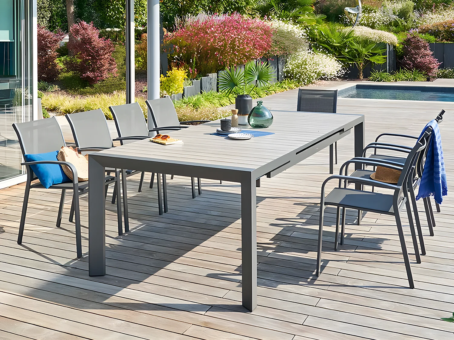 Table de jardin rectangulaire aluminium Evasion 6/10 places - Hespéride