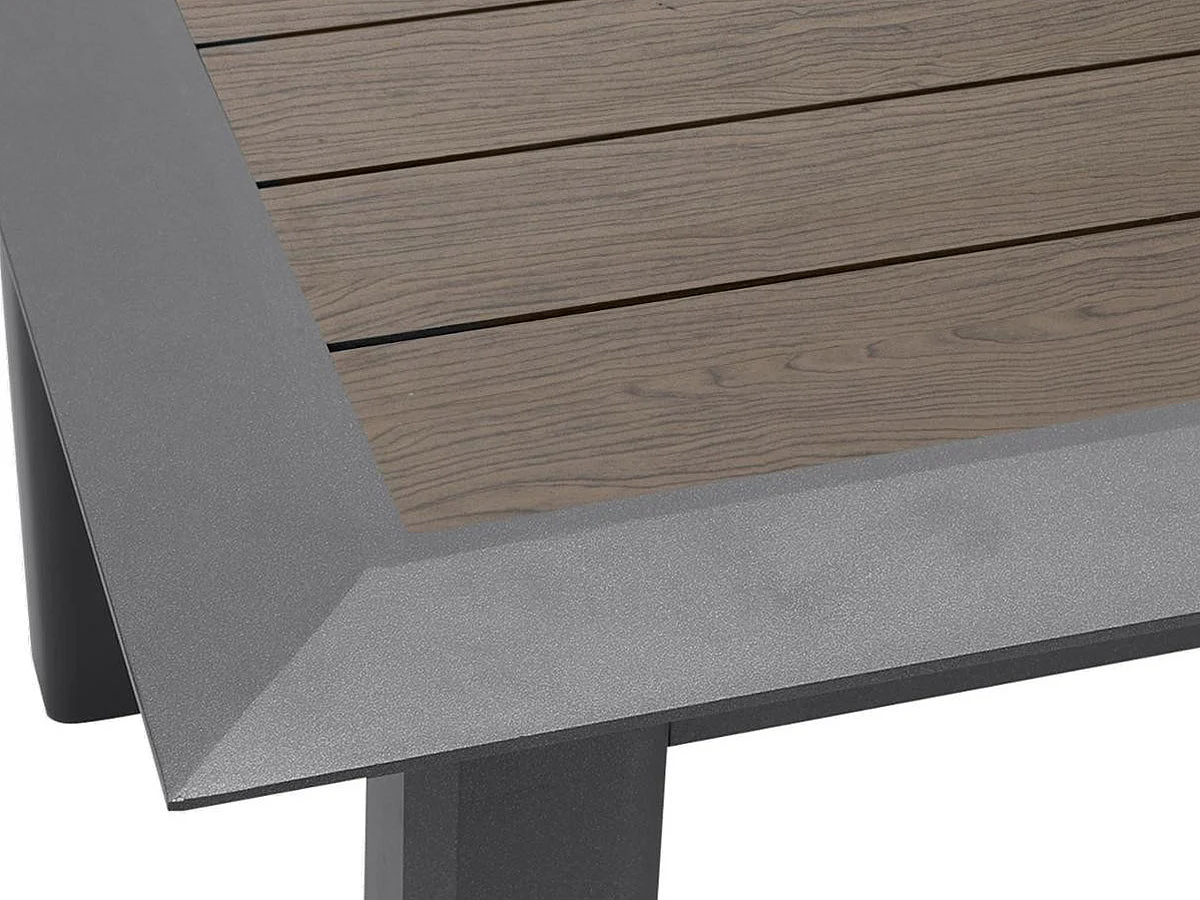 Table de jardin aluminium extensible Allure Effet bois muscade & Graphite - 10 places - Hespéride