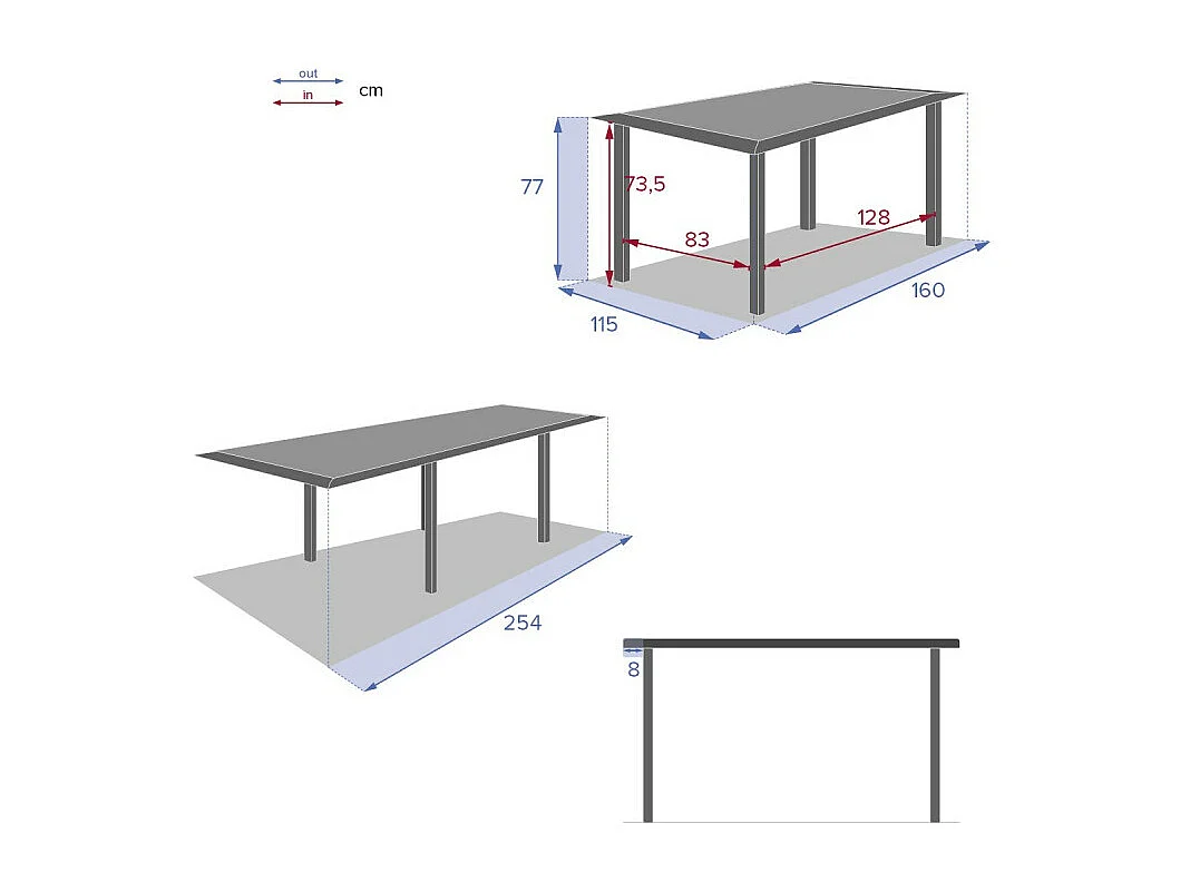 Table de jardin aluminium extensible Allure Effet bois muscade & Graphite - 10 places - Hespéride