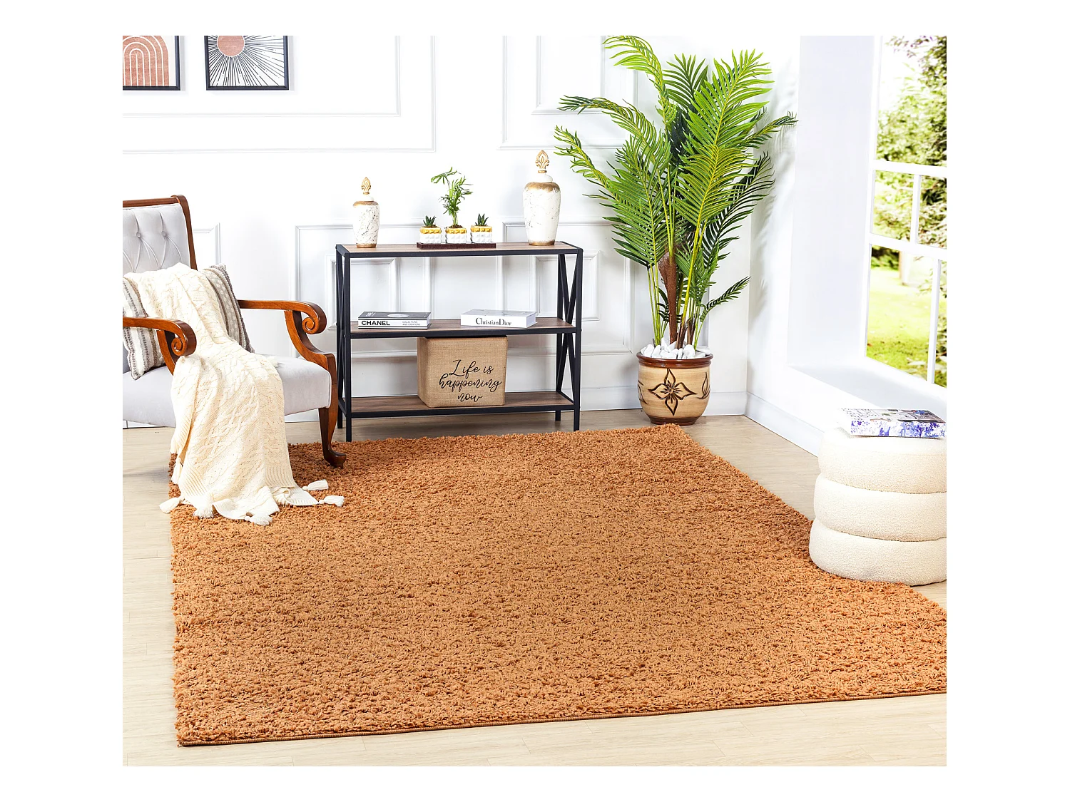 Zacht Hoogpolig Shaggy Tapijt - Bruin - 200x290cm - LILLY