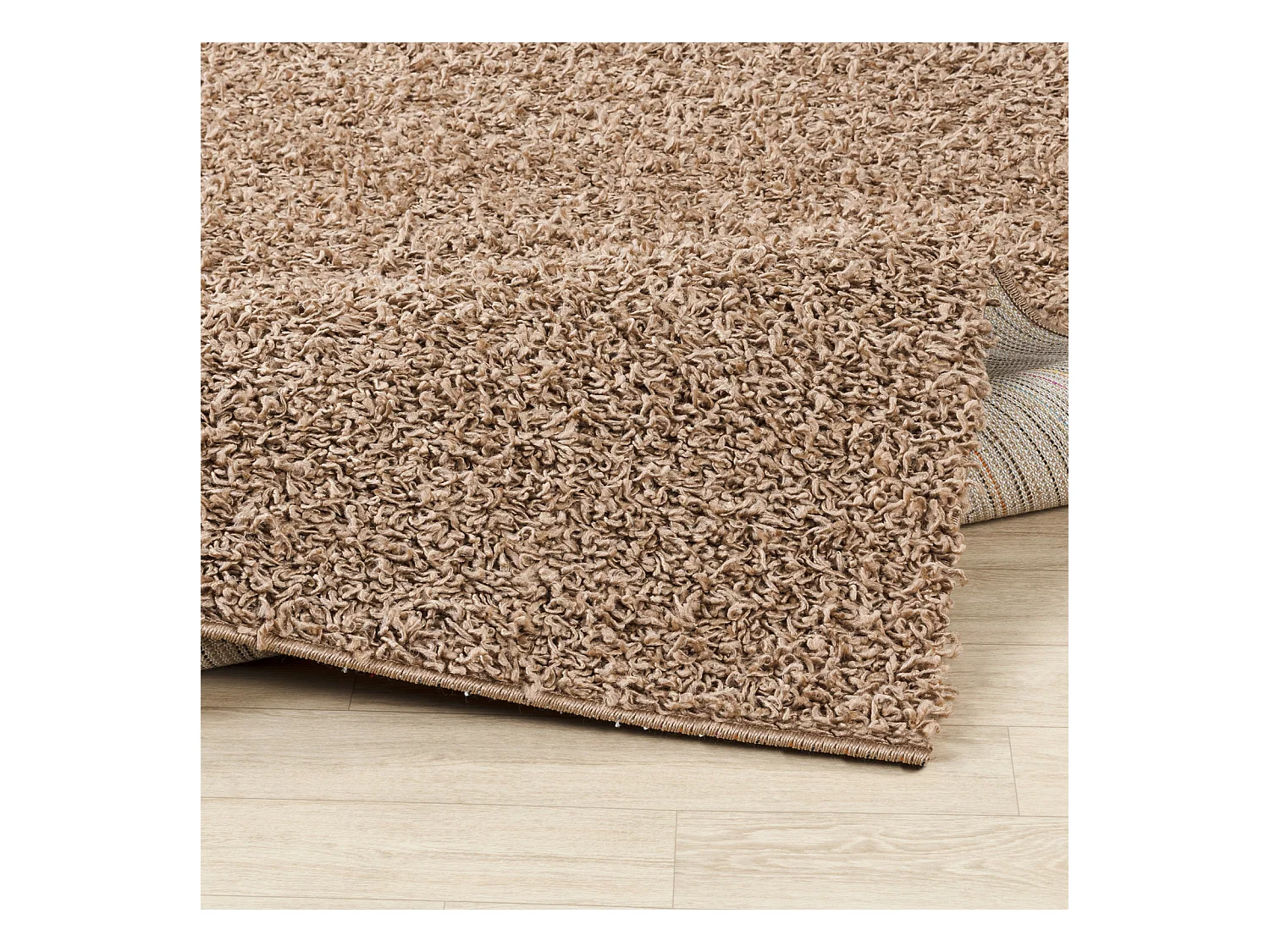 Tapis Rond Shaggy Uni - Beige Foncé - Ø 160cm - LILLY