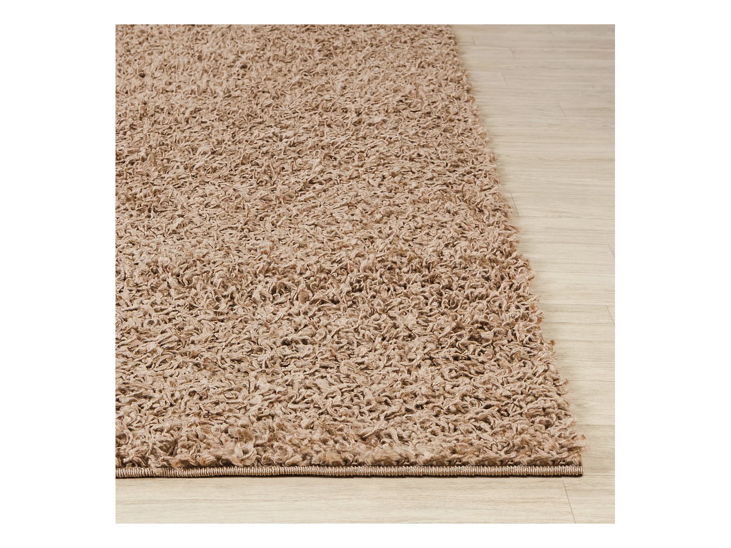 Tapis Rond Shaggy Uni - Beige Foncé - Ø 160cm - LILLY