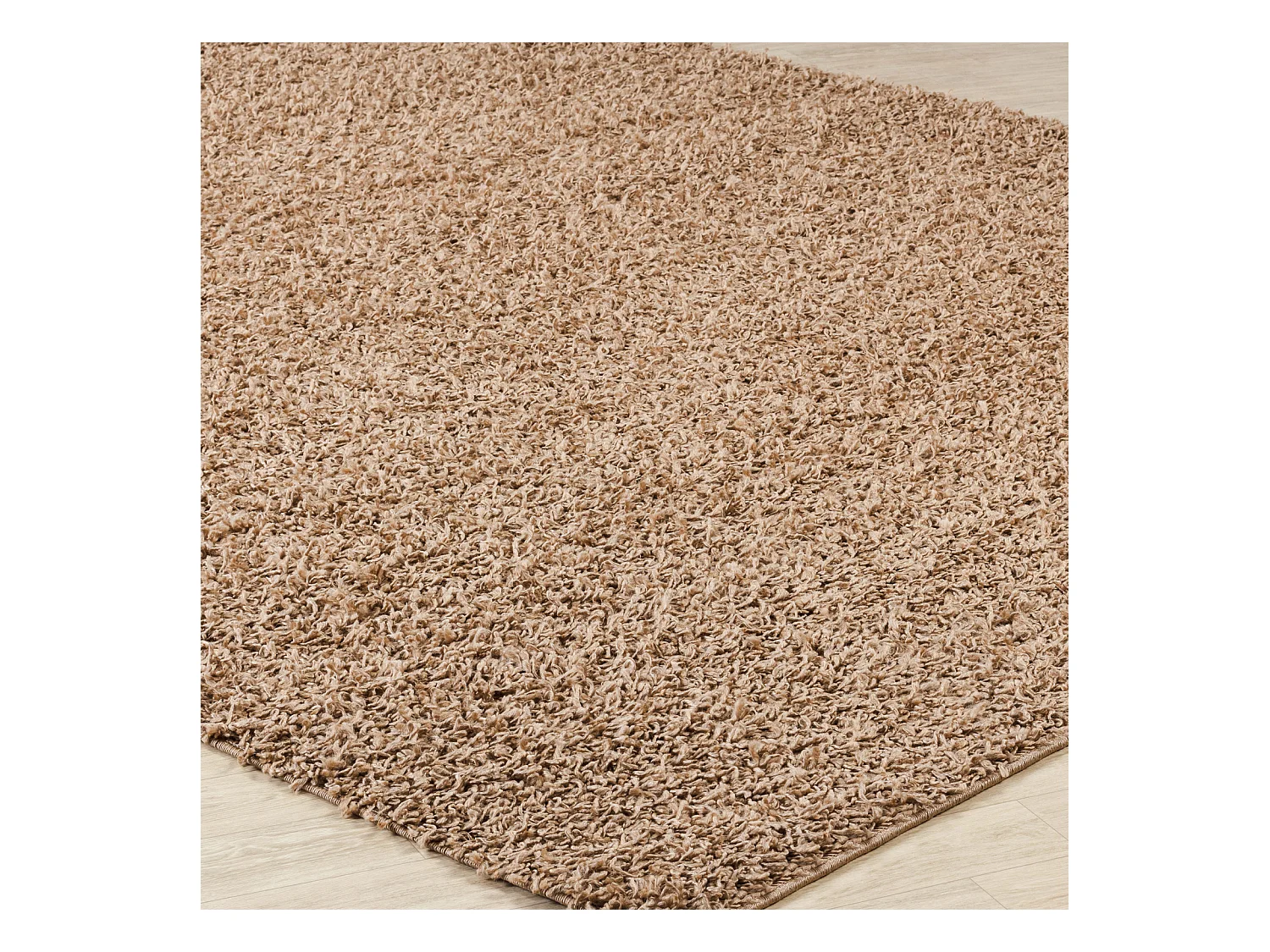Tapis Rond Shaggy Uni - Beige Foncé - Ø 160cm - LILLY