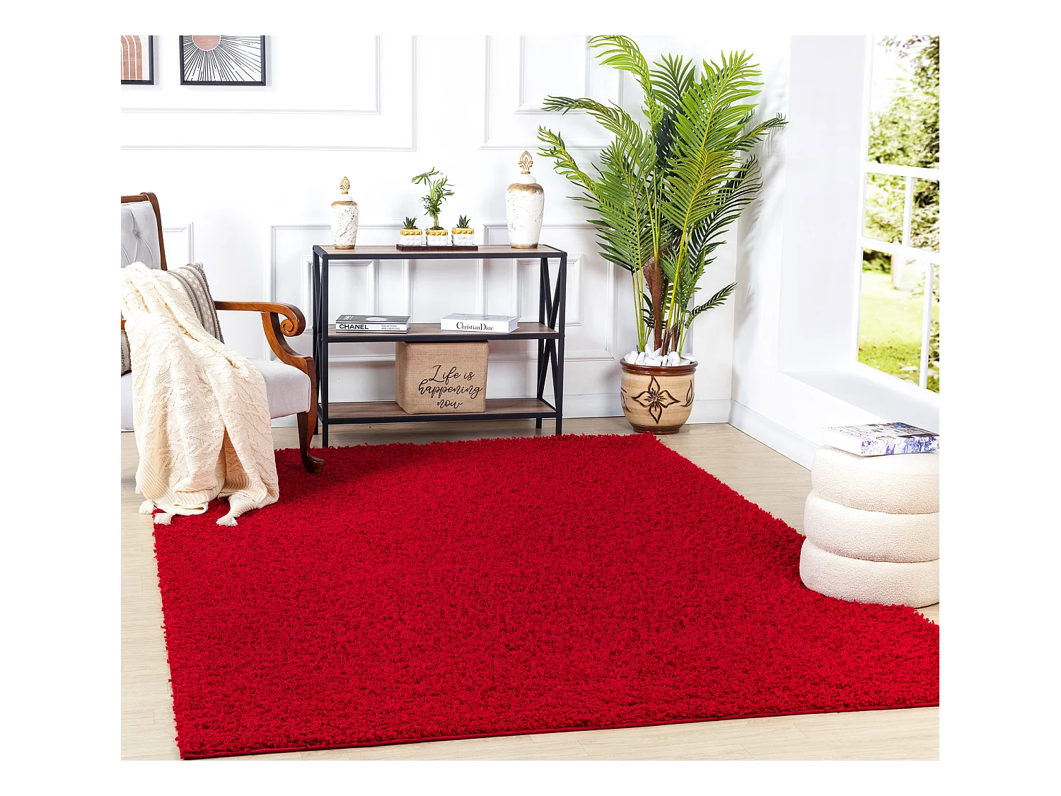 Zacht Hoogpolig Shaggy Tapijt - Rood - 120x170cm - LILLY