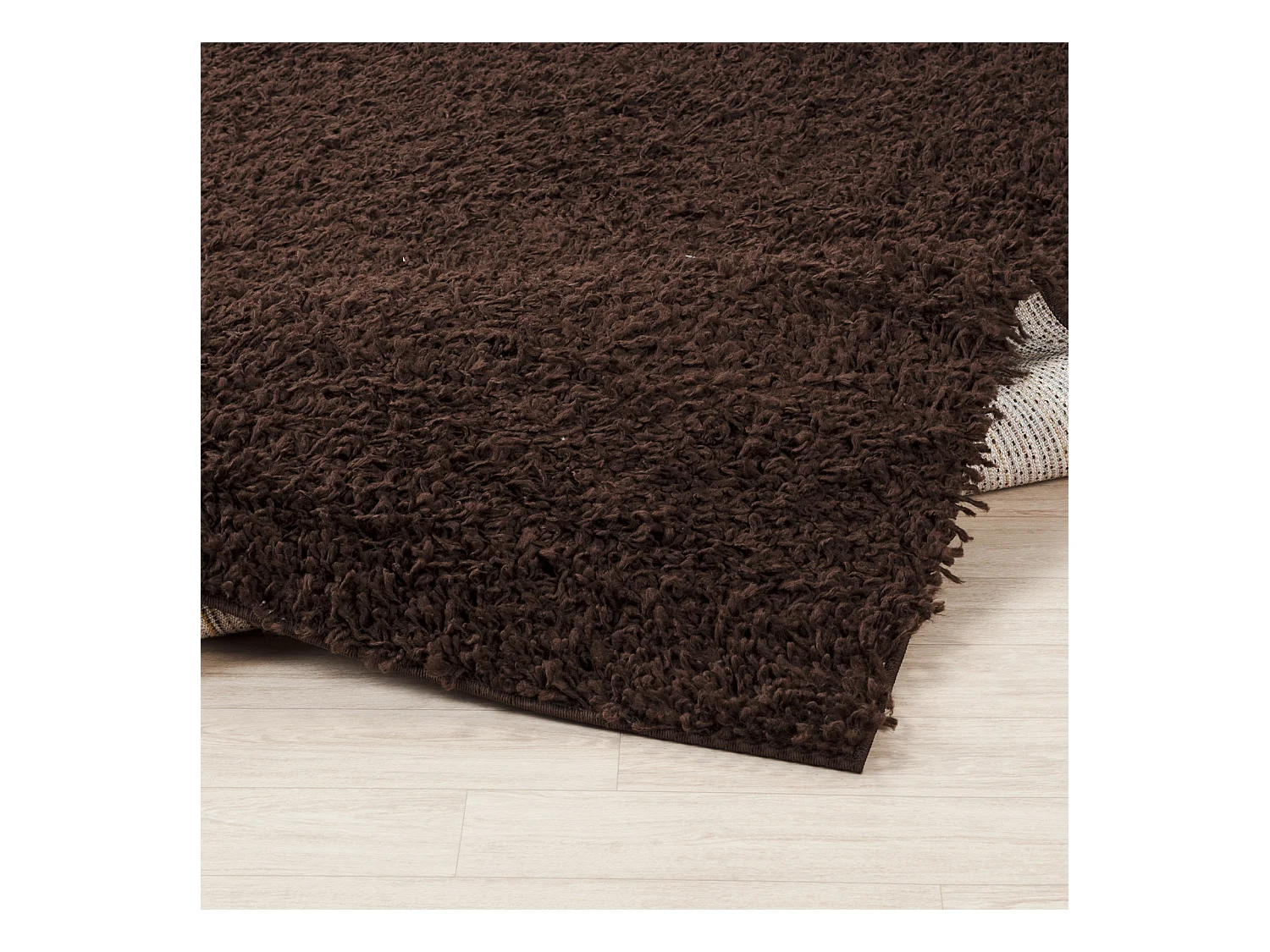 Tapis de Couloir Shaggy Uni - Marron Foncé - 80x220cm - LILLY