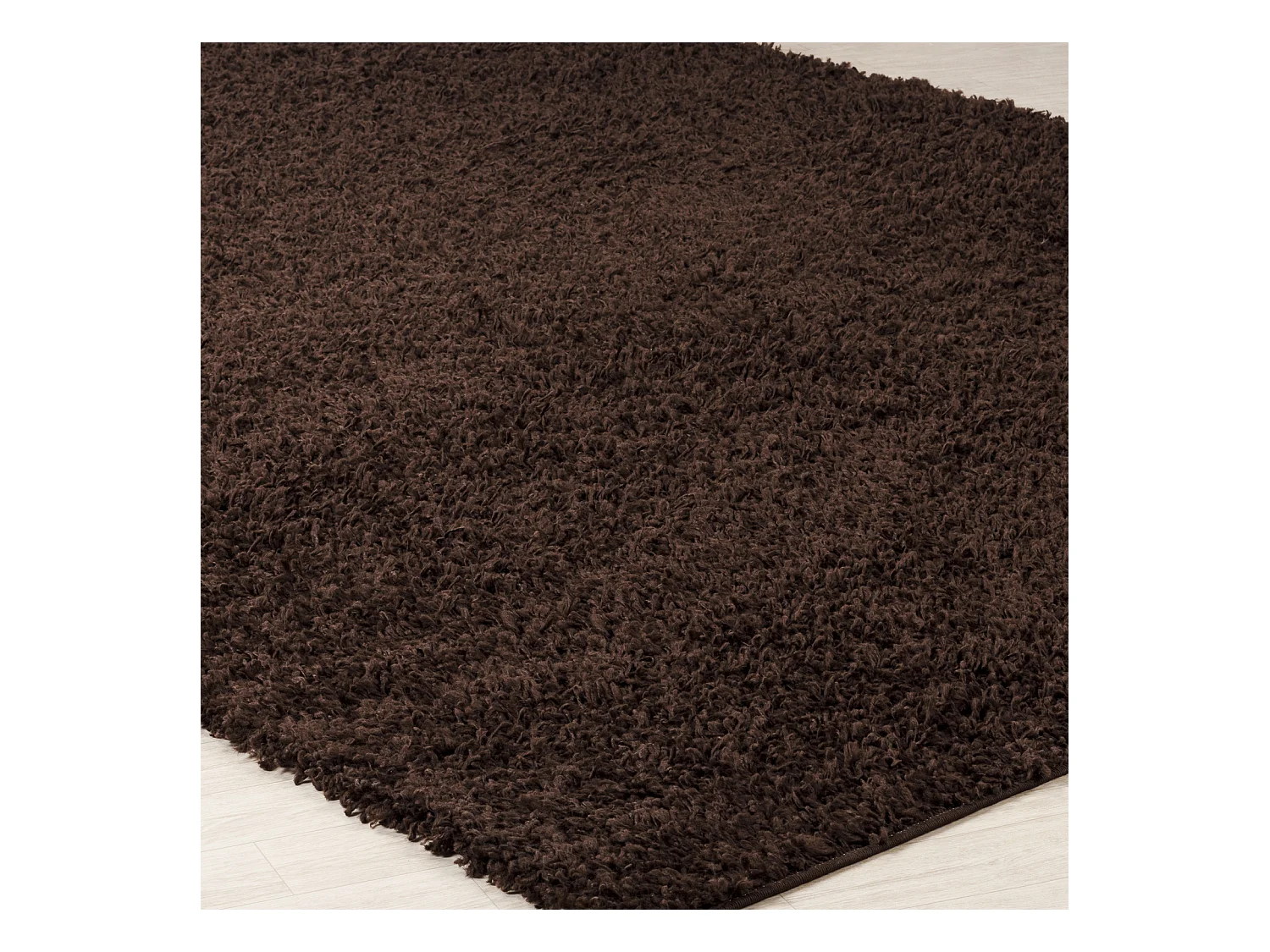 Tapis de Couloir Shaggy Uni - Marron Foncé - 80x220cm - LILLY