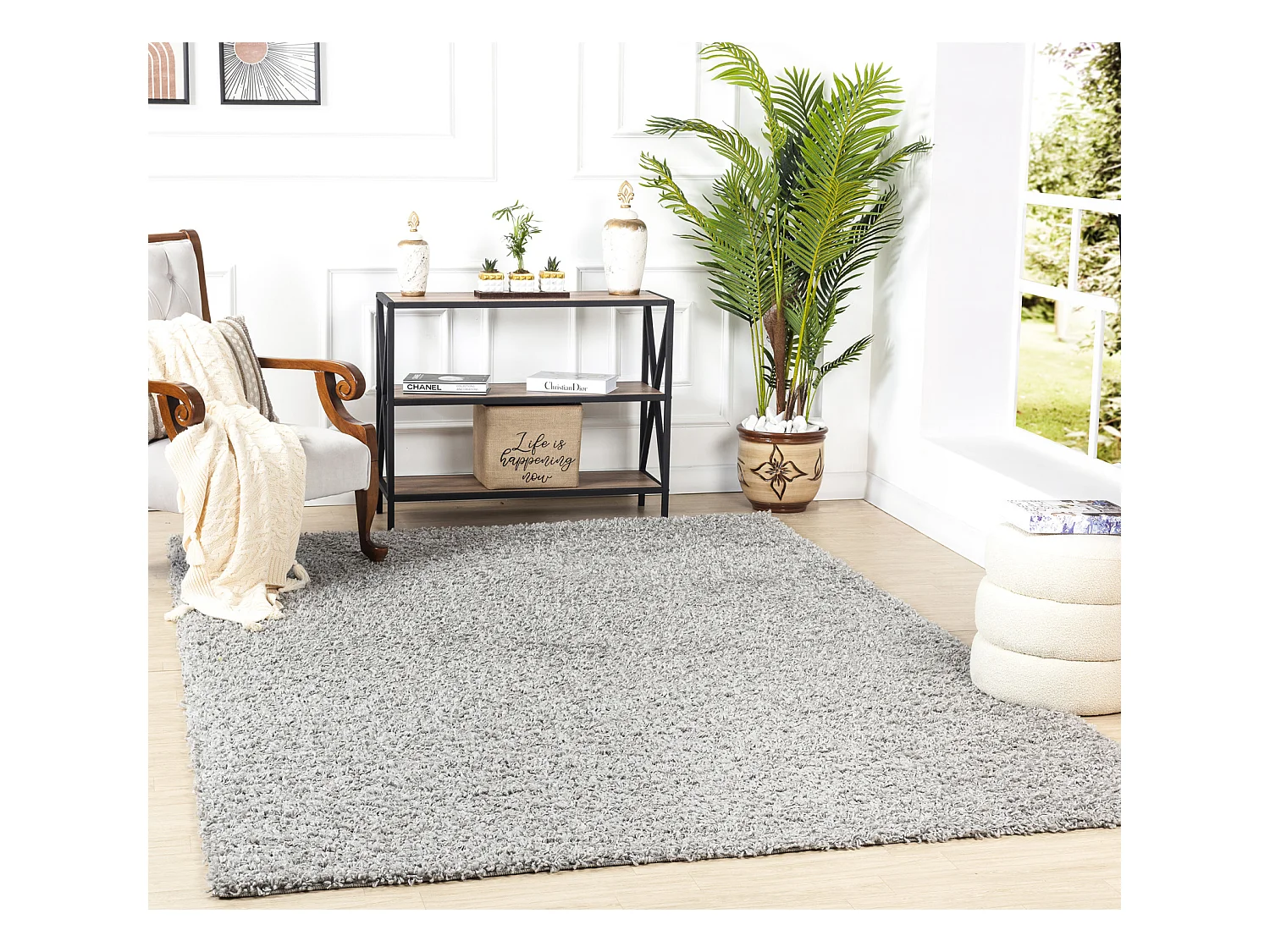 Tapis Shaggy Moderne - Gris - 100x200cm - LILLY