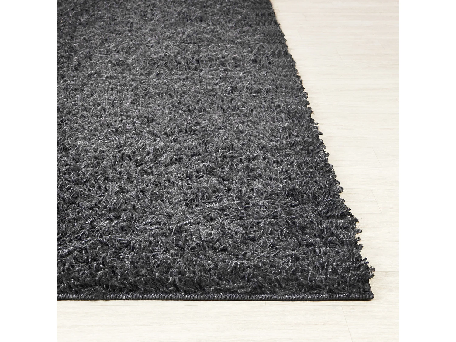 Tapis Rond Shaggy Uni - Gris Foncé - Ø 120cm - LILLY
