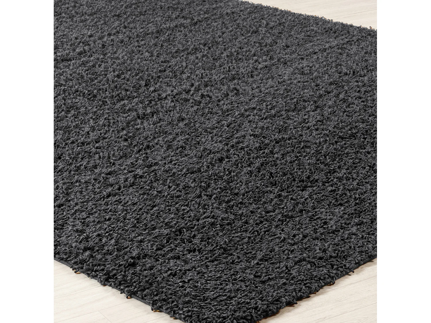 Tapis Rond Shaggy Uni - Gris Foncé - Ø 120cm - LILLY