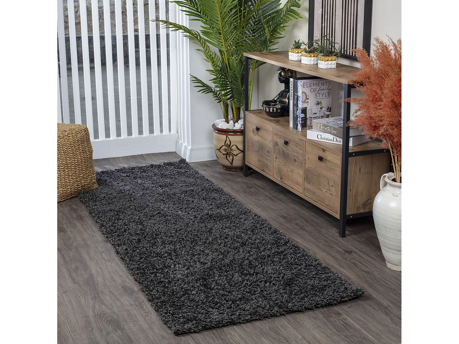 Zacht Hoogpolig Shaggy Loper Gang - Donkergrijs - 80x220cm - LILLY