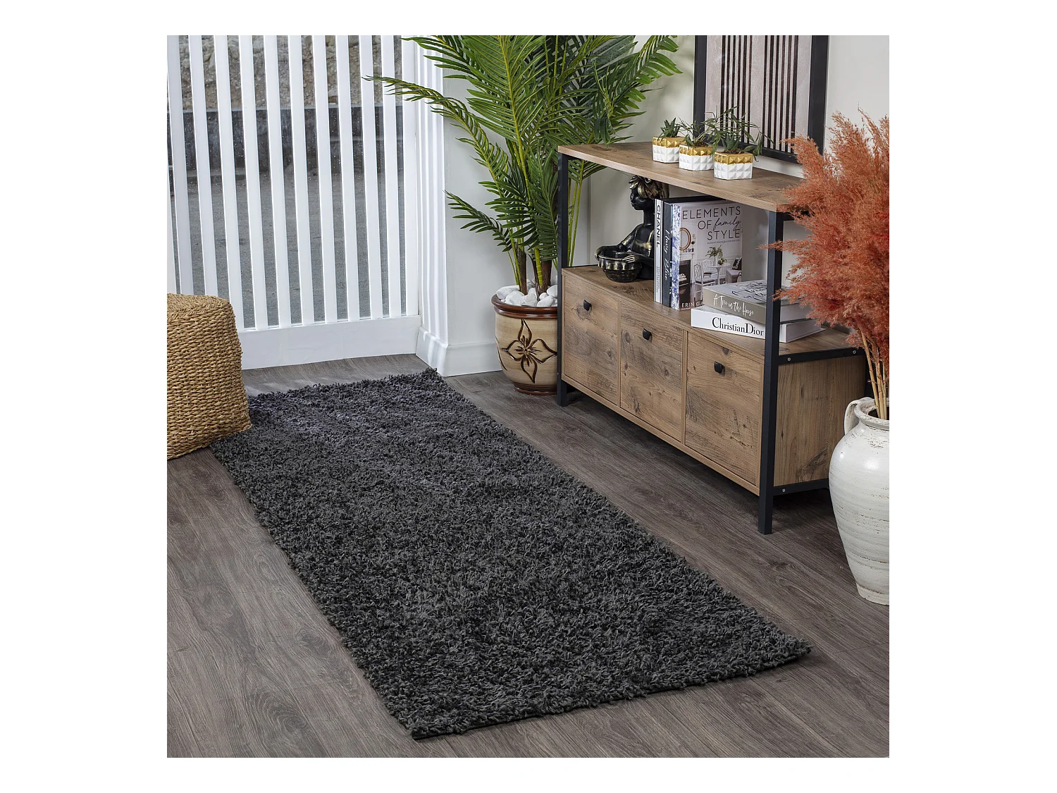 Zacht Hoogpolig Shaggy Loper Gang - Donkergrijs - 80x220cm - LILLY