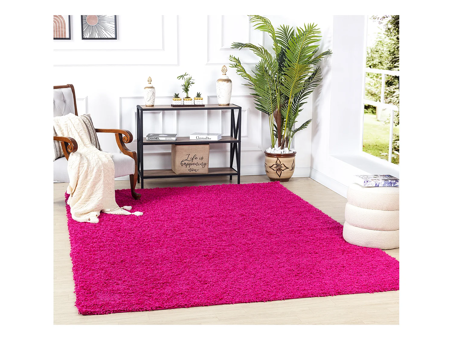 Tapis Shaggy Uni - Fuschia - 200x290cm - LILLY