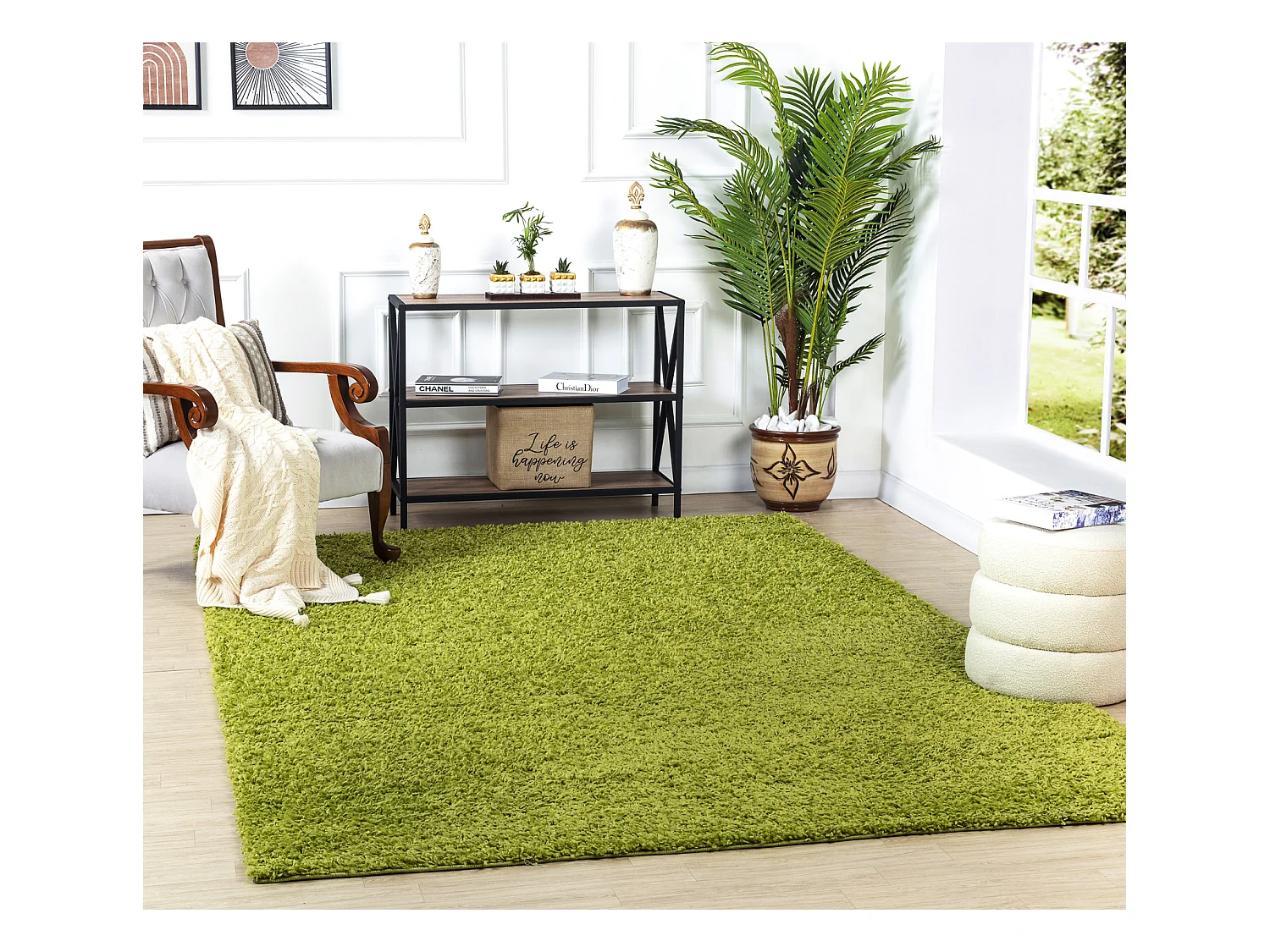 Zacht Hoogpolig Shaggy Tapijt - Groen - 200x290cm - LILLY