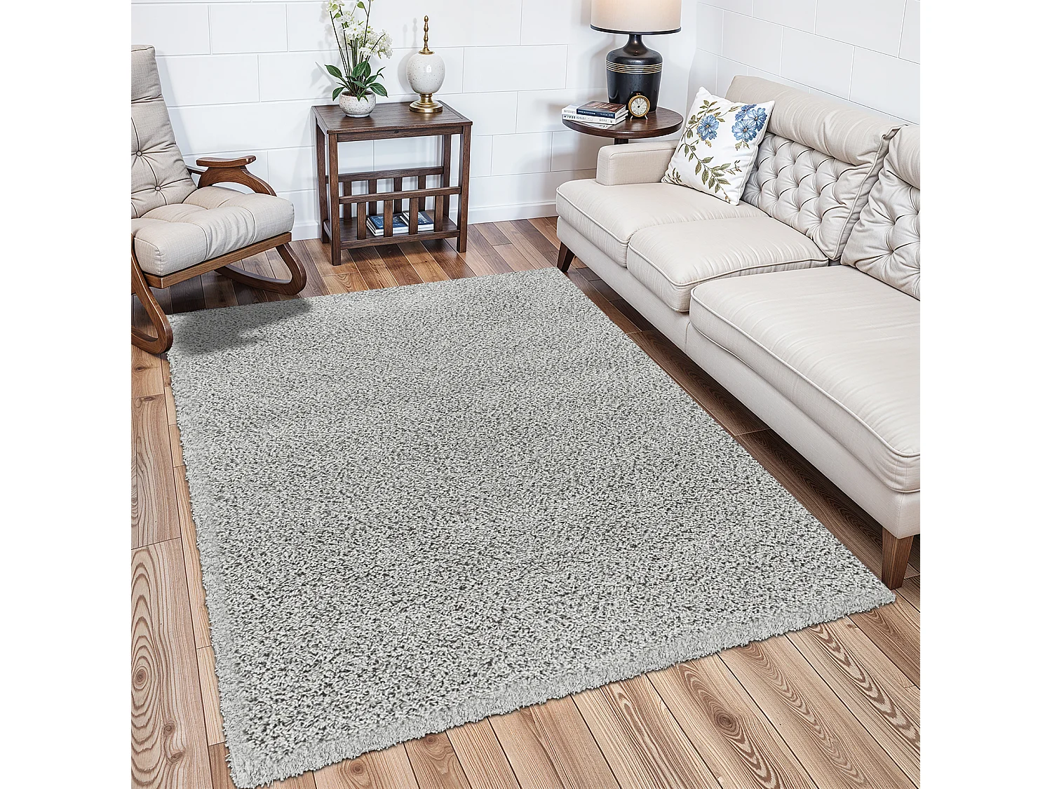 Tapis Shaggy Uni - Gris - 120x170cm - LILLY