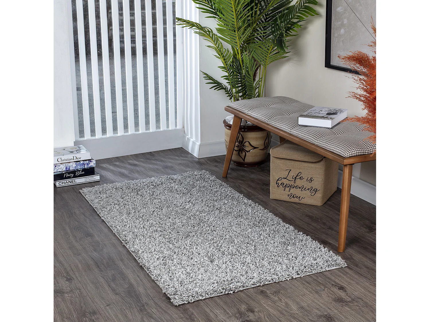 Tapis Shaggy Uni - Gris - 80x150cm - LILLY