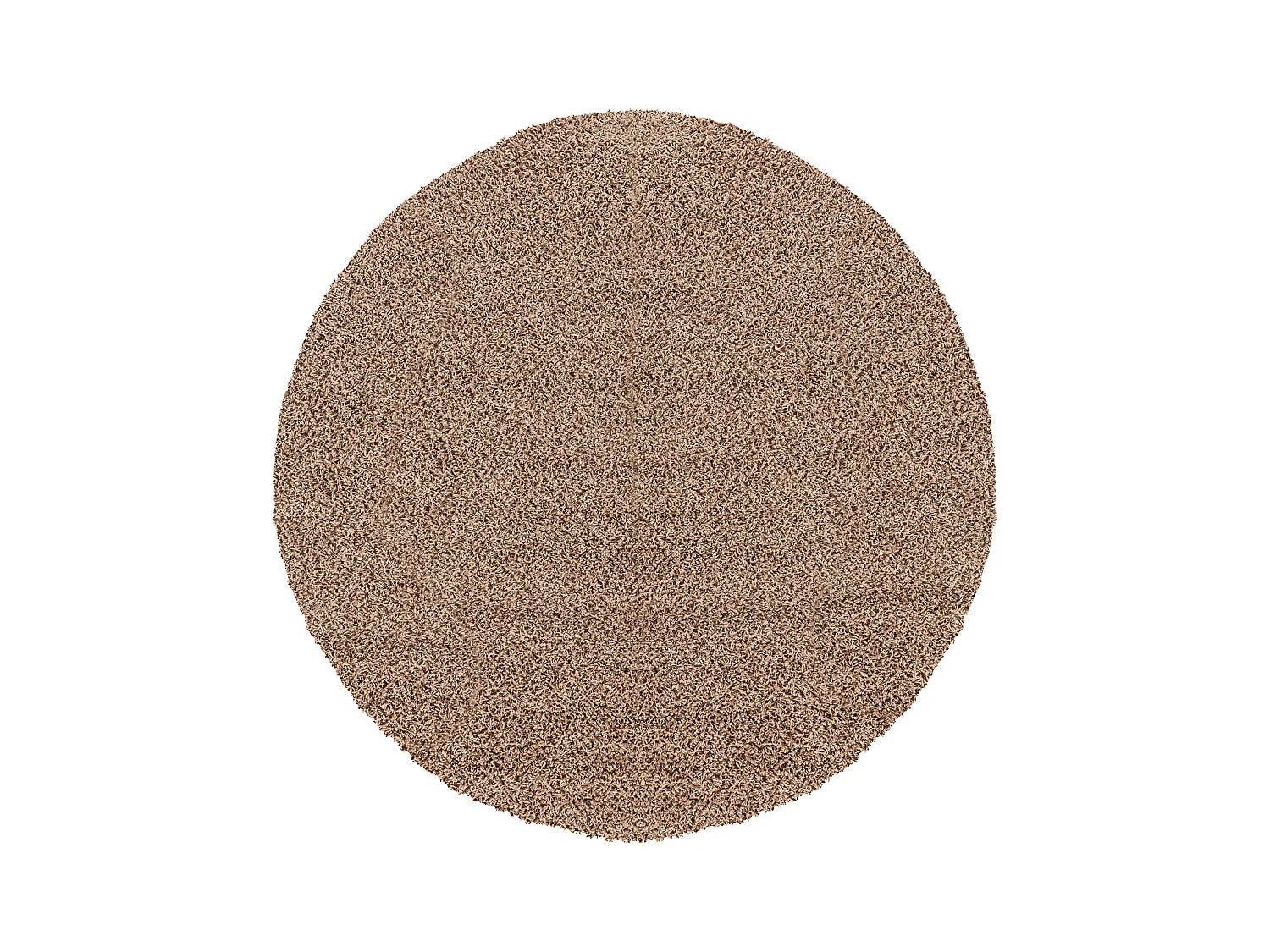 Tapis Rond Shaggy Uni - Beige Foncé - Ø 200cm - LILLY