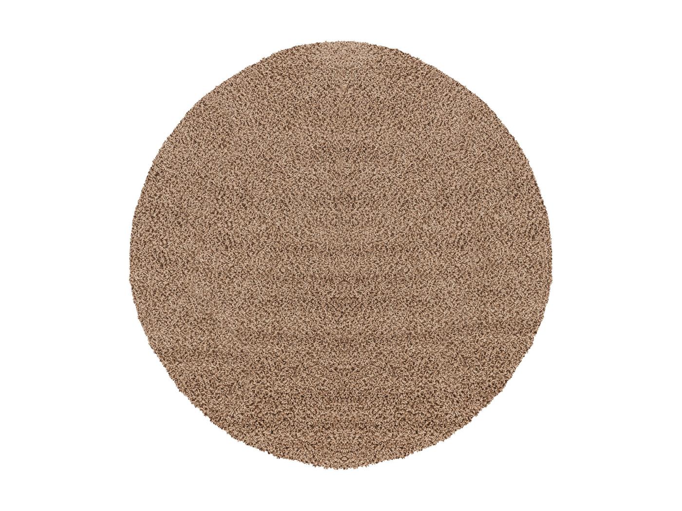 Tapijt Rond Shaggy Chic Effen Vloerkleed LILLY - Ø 200cm - DonkerBeige