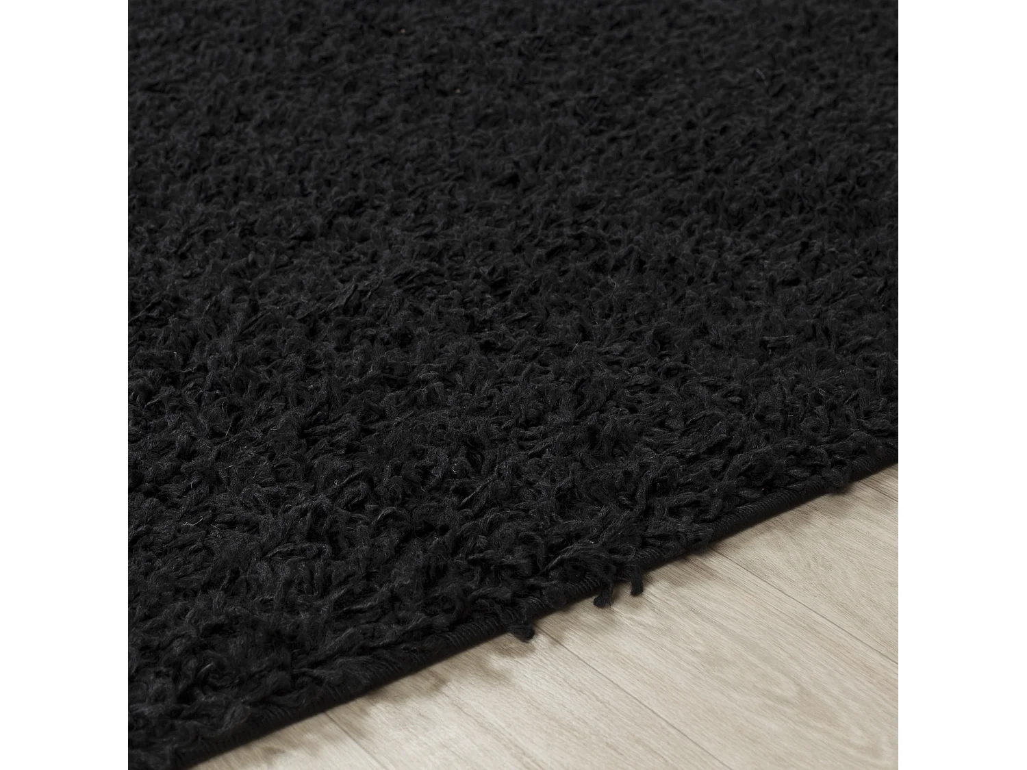 Tapis de Couloir Shaggy Uni - Noir - 80x220cm - LILLY