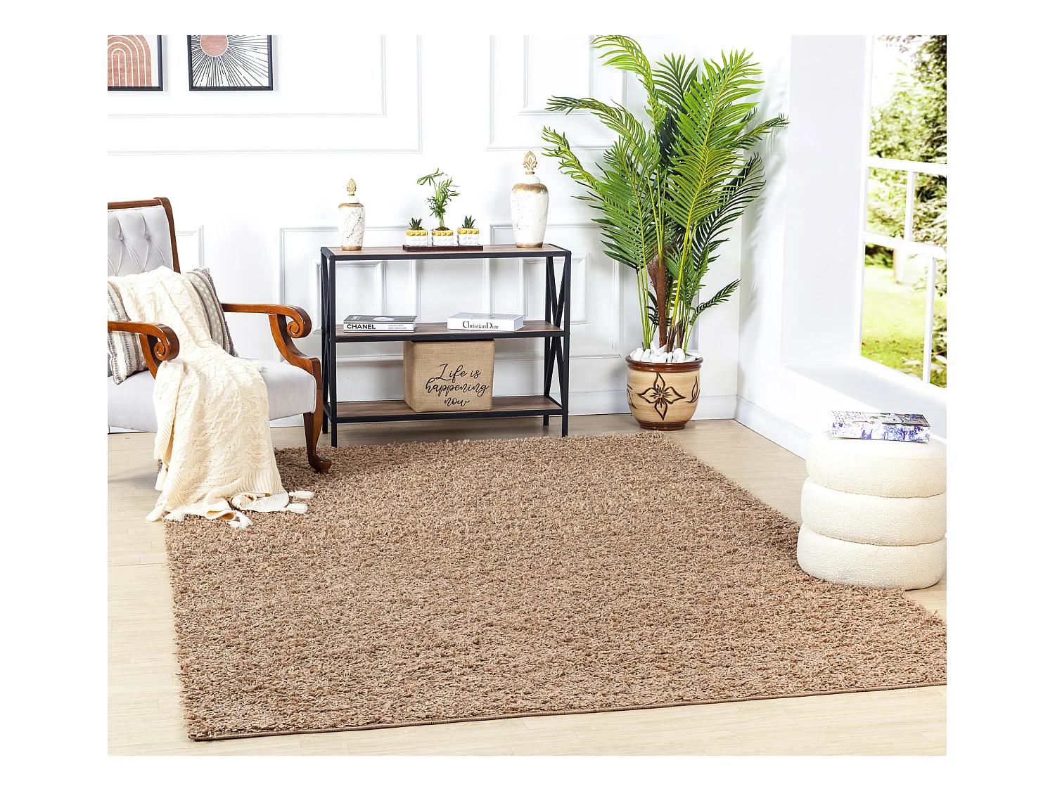 Tapis Shaggy Uni - Beige Foncé - 160x220cm - LILLY