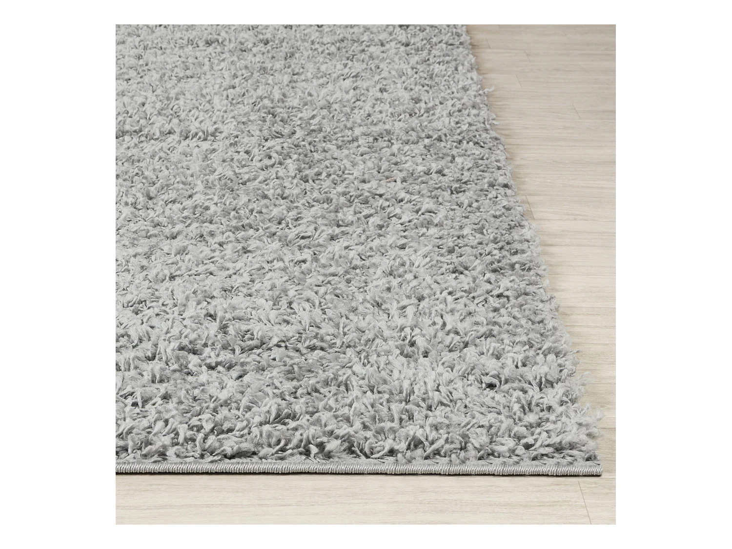 Tapis Rond Shaggy Uni - Gris - Ø 200cm - LILLY