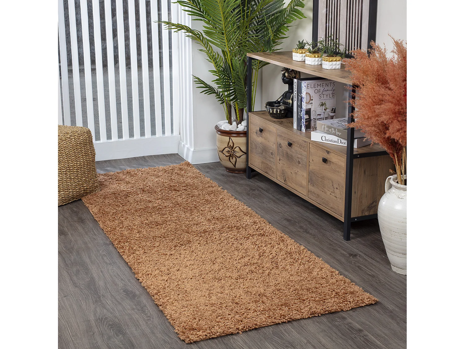 Tapis de Couloir Shaggy Uni - Terracotta - 80x220cm - LILLY