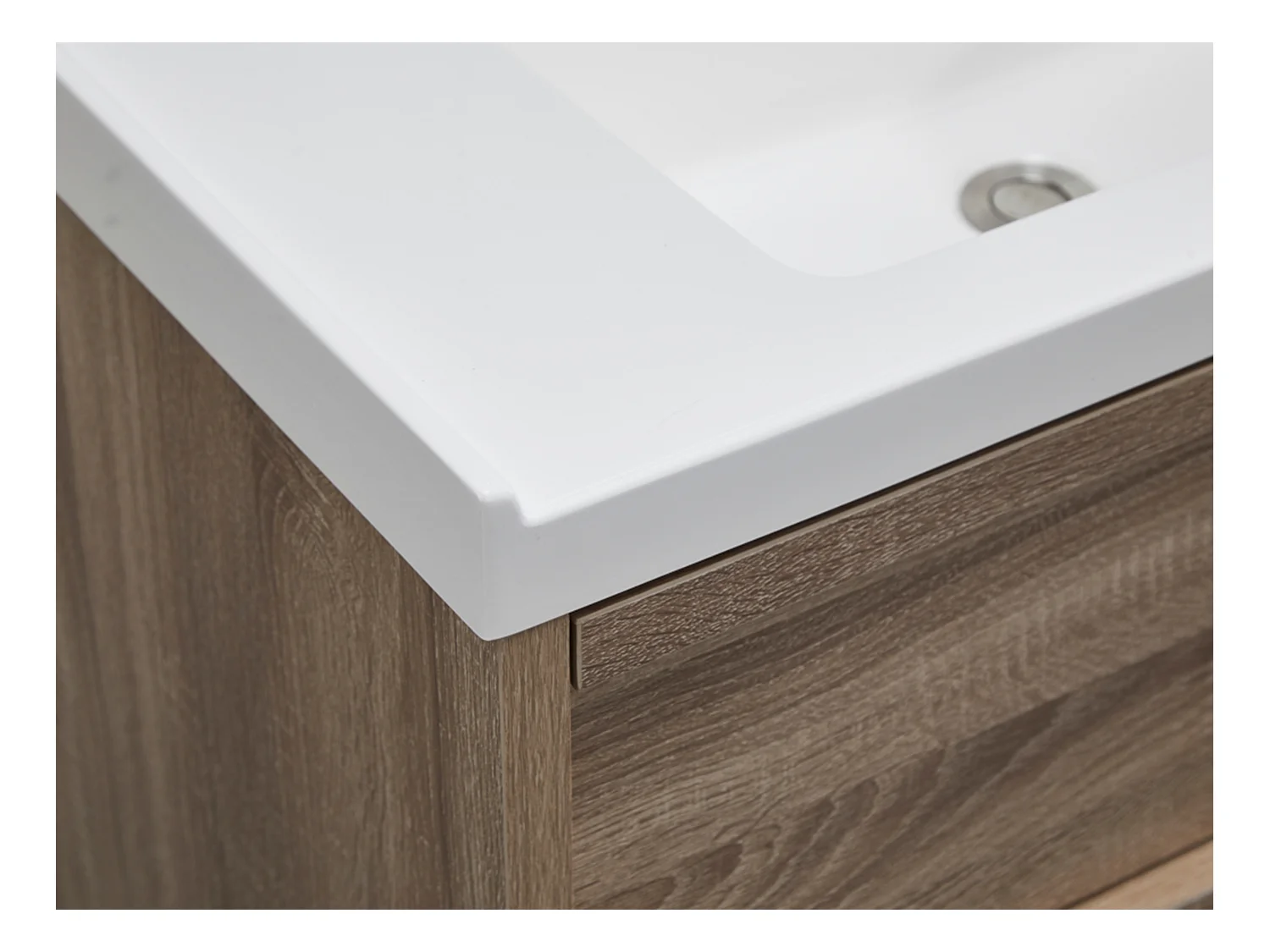 Hangmeubel voor badkamer met inbouwwastafel - Licht naturel - 120 cm - QUADRA