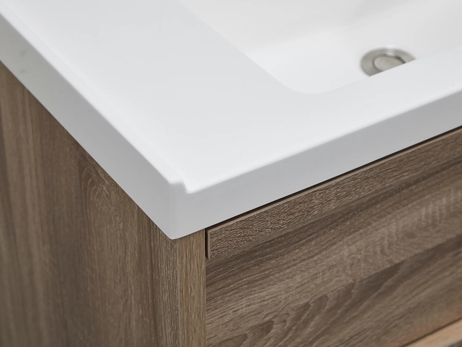 Hangmeubel voor badkamer met inbouwwastafel - Licht naturel - 120 cm - QUADRA