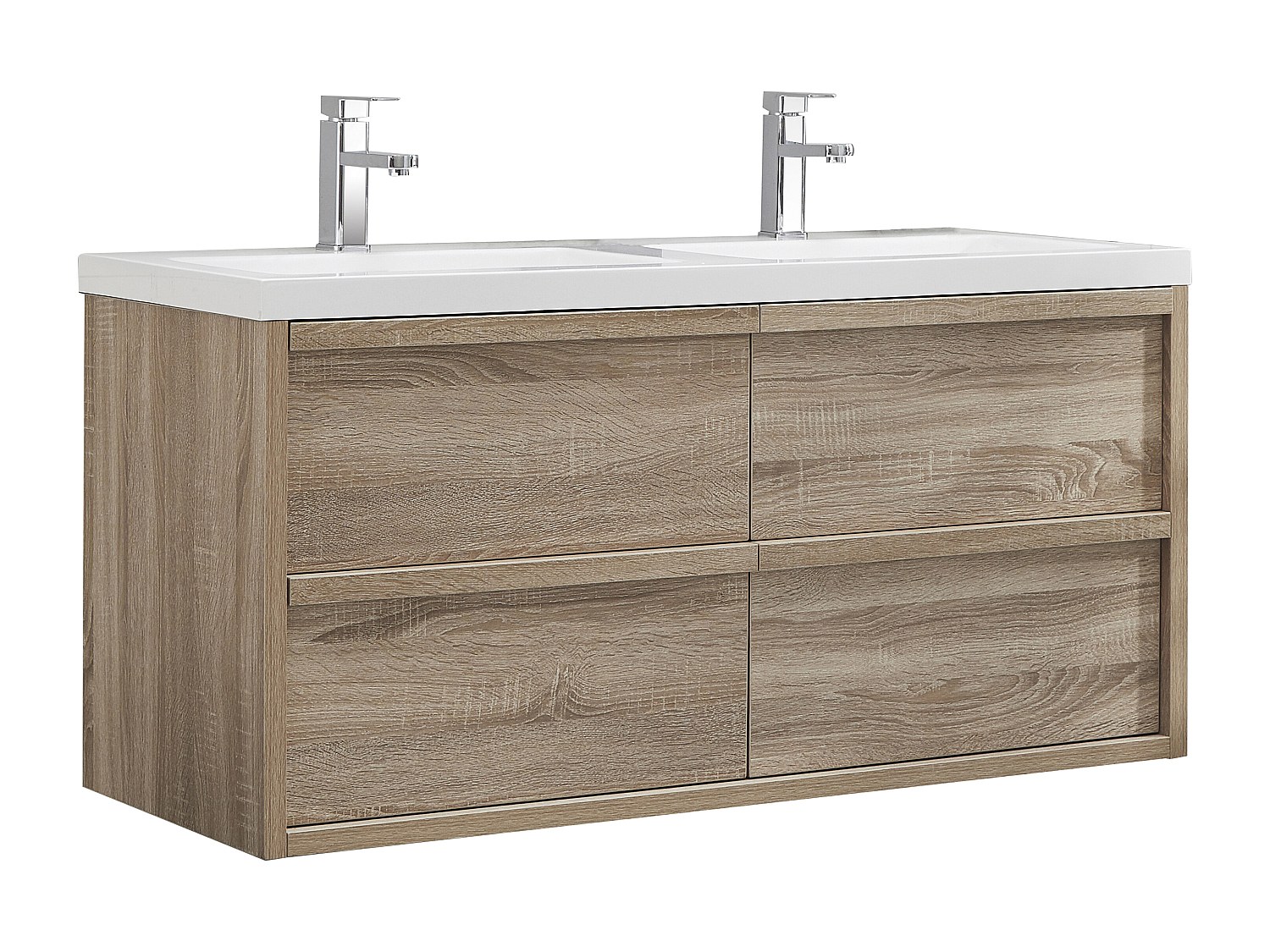 Badezimmermöbel hängend mit Einbauwaschbecken - 120 cm - Helle Naturfarben günstig online kaufen