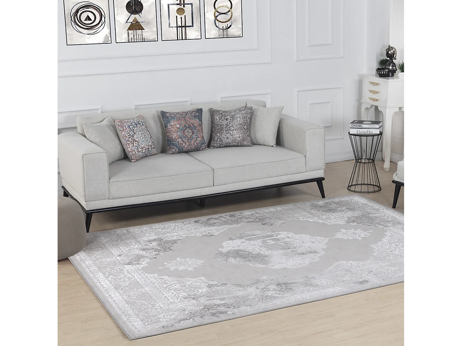 Vintage Oosters Tapijt - Wit/Grijs - 200x275cm - AZRA