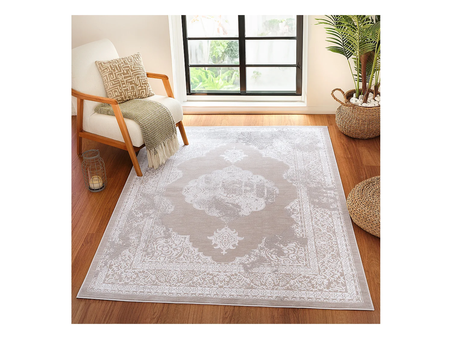 Vintage Oosters Tapijt - Beige/Wit - 120x170cm - AZRA