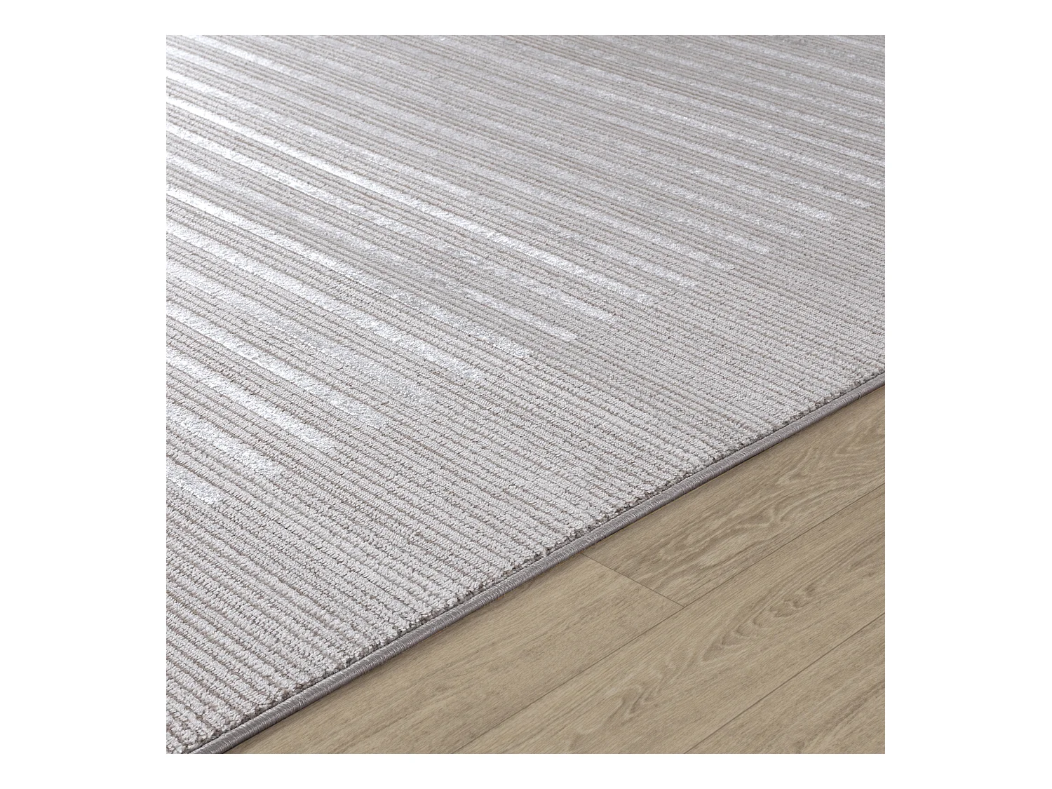 Tapis Scandinave Rayé - Gris/Blanc - 160x213cm - KAYSA