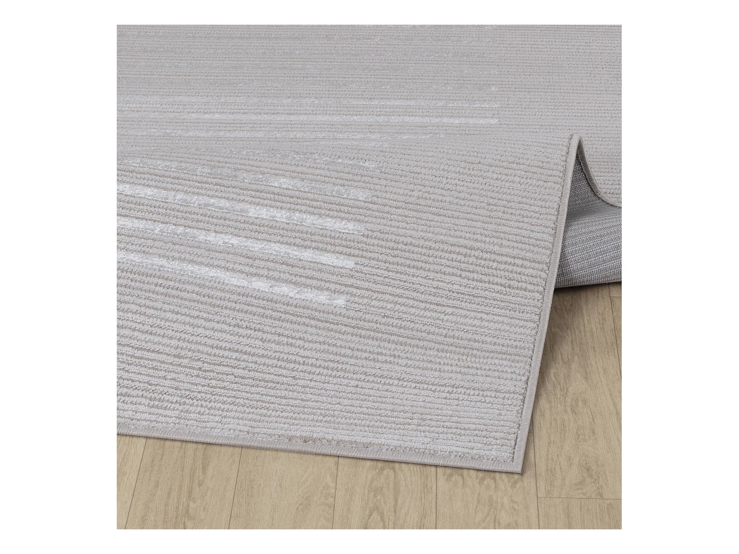 Tapis Scandinave Rayé - Gris/Blanc - 160x213cm - KAYSA
