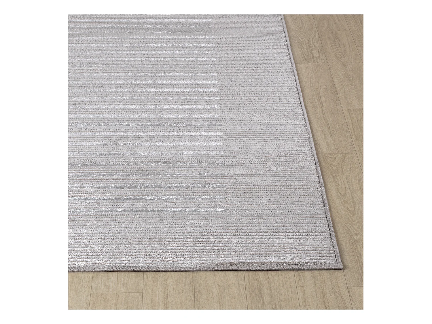 Tapis Scandinave Rayé - Gris/Blanc - 160x213cm - KAYSA