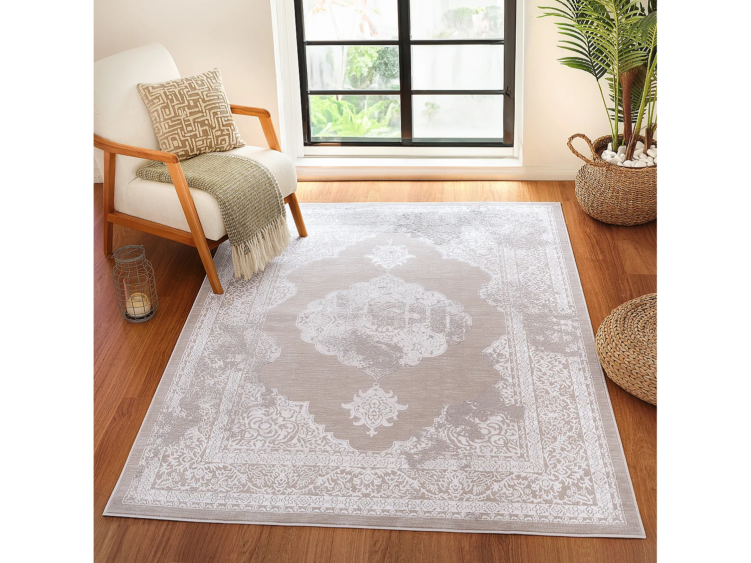 Vintage Oosters Tapijt - Beige/Wit - 200x275cm - AZRA