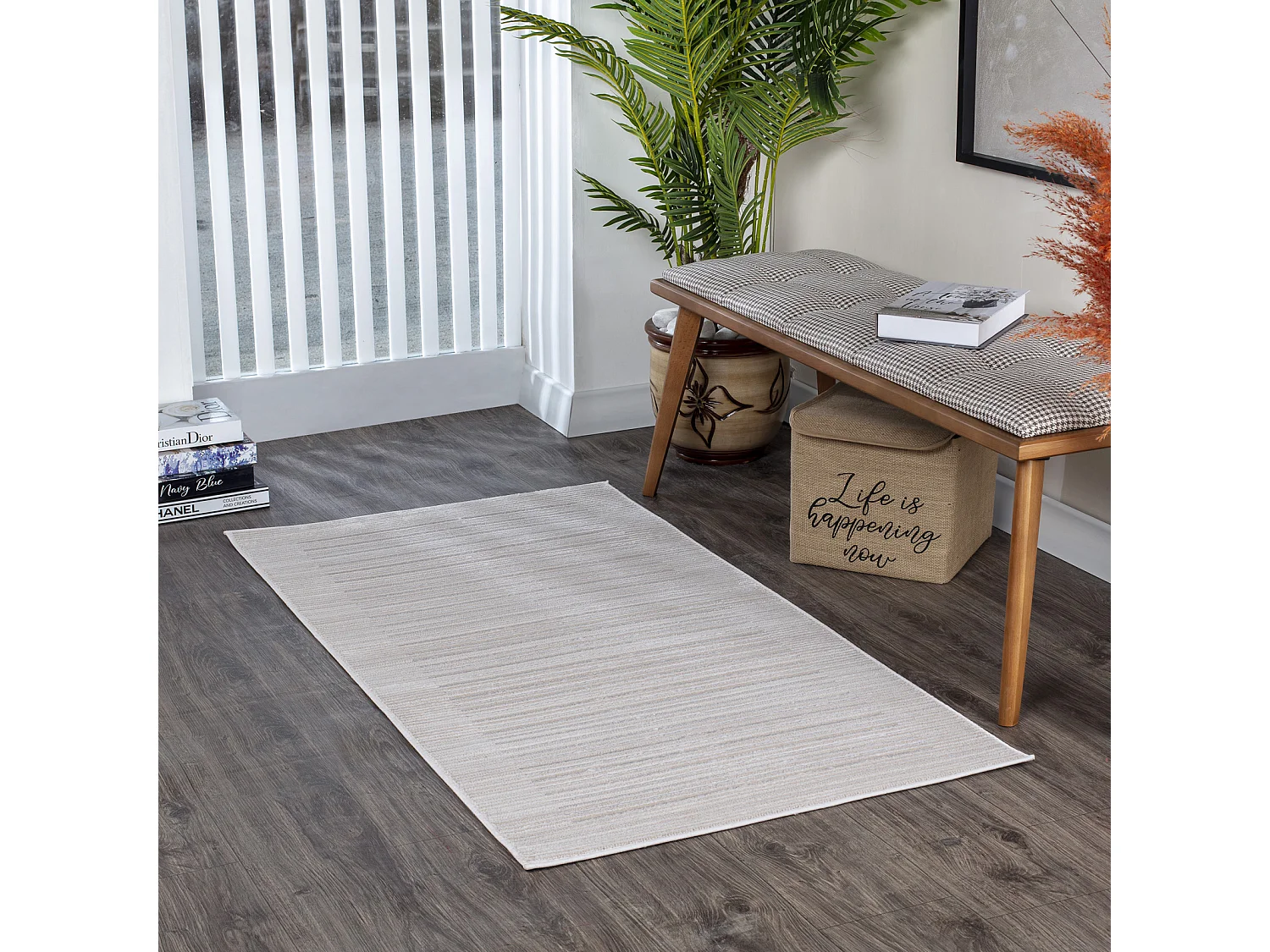 Modern Abstract Tapijt - Beige/Wit - 80x150cm - KAYSA