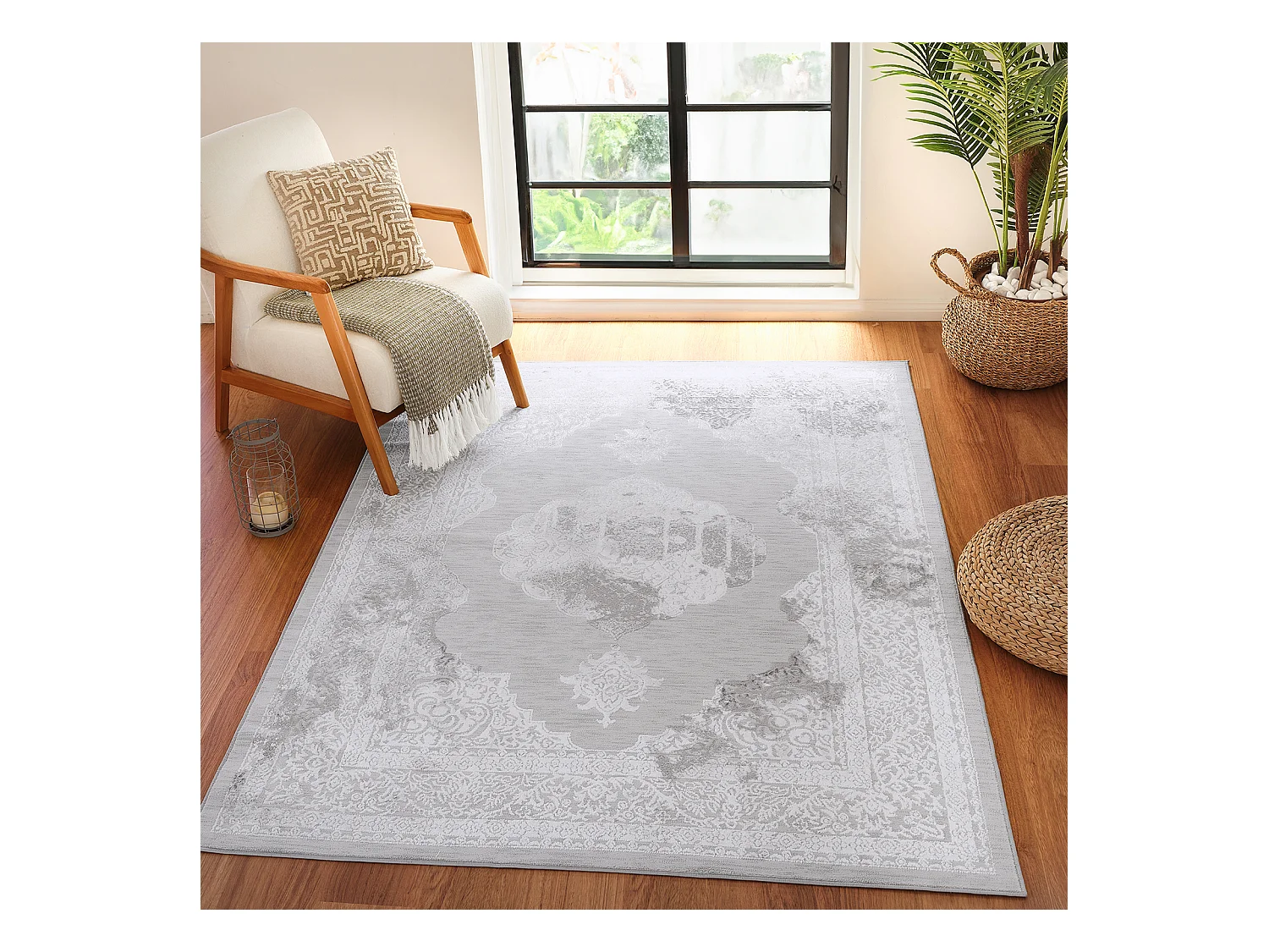 Vintage Orientalischer Teppich - Weiß/Grau - 160x213cm - AZRA