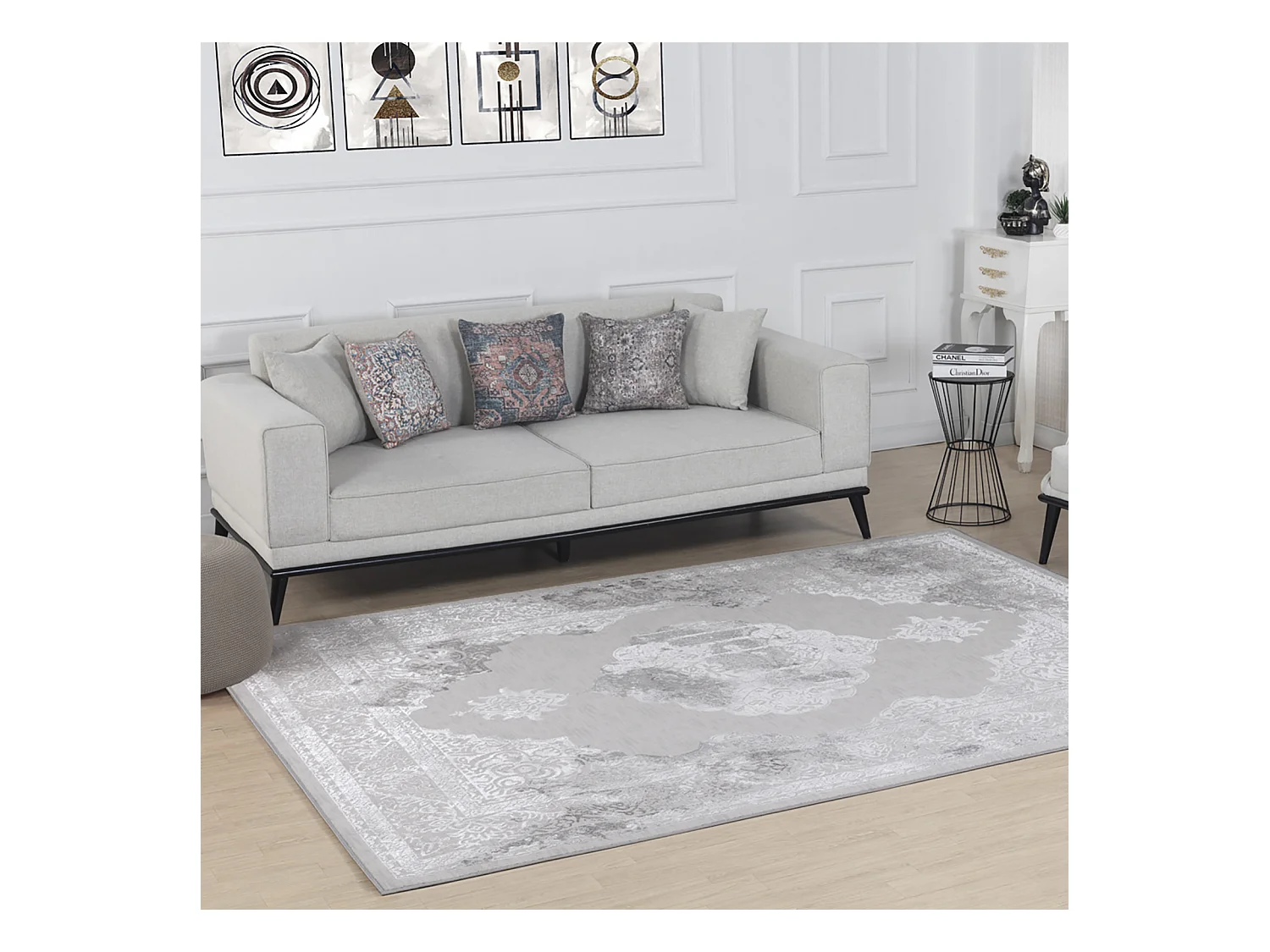 Vintage Orientalischer Teppich - Weiß/Grau - 160x213cm - AZRA