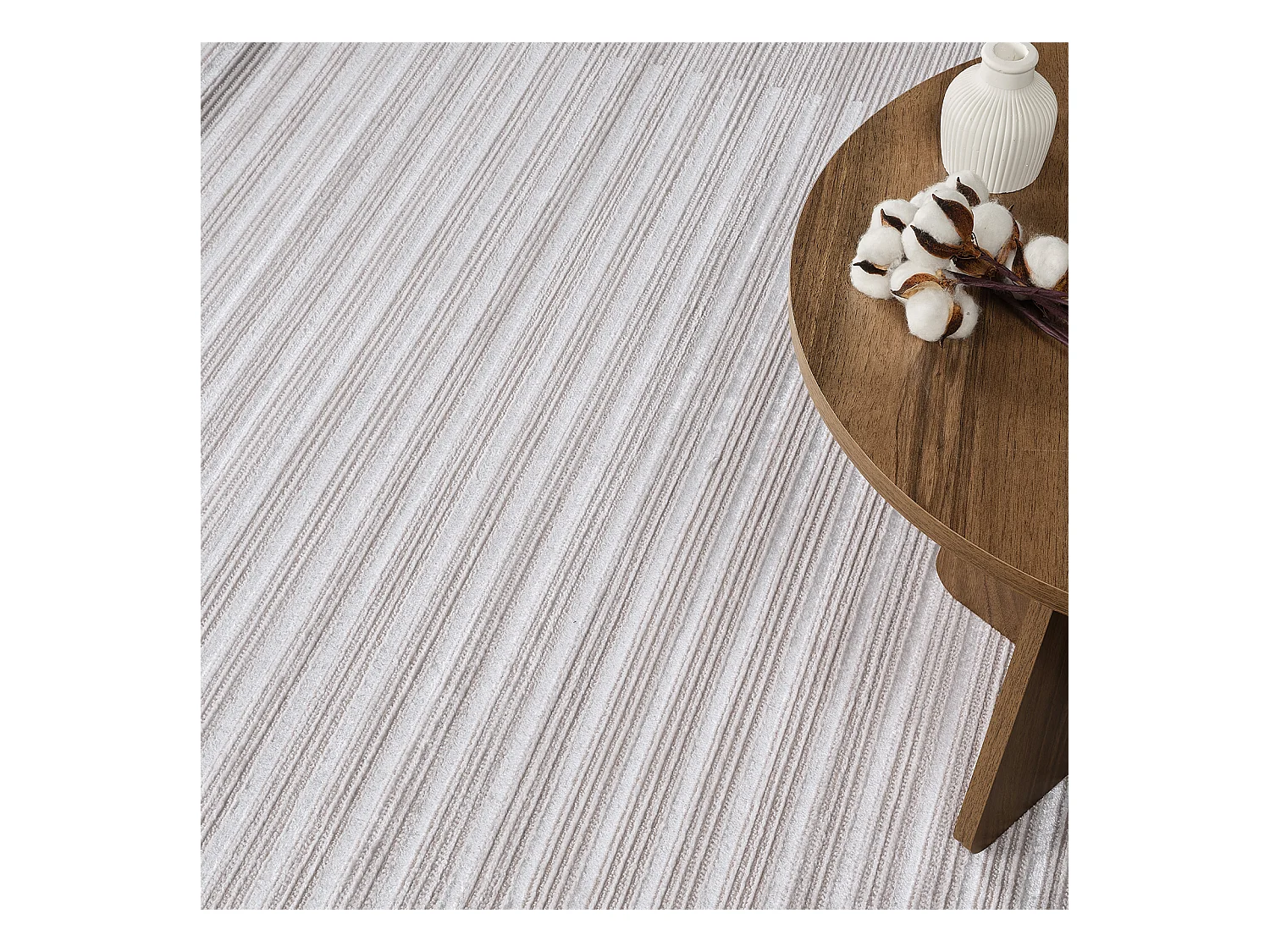 Scandinavisch Gestreept Tapijt - Beige/Wit - 200x275cm - KAYSA