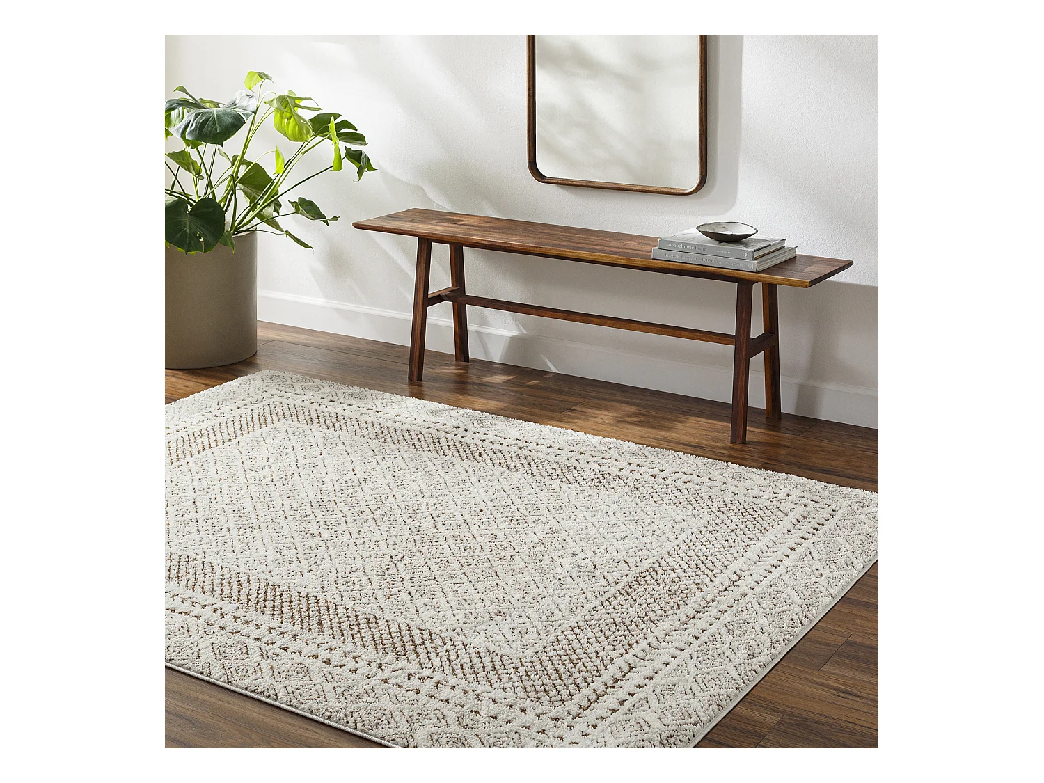 Skandinavischer Boho Teppich - Elfenbein/Terracotta - 200x275cm - AMBRE