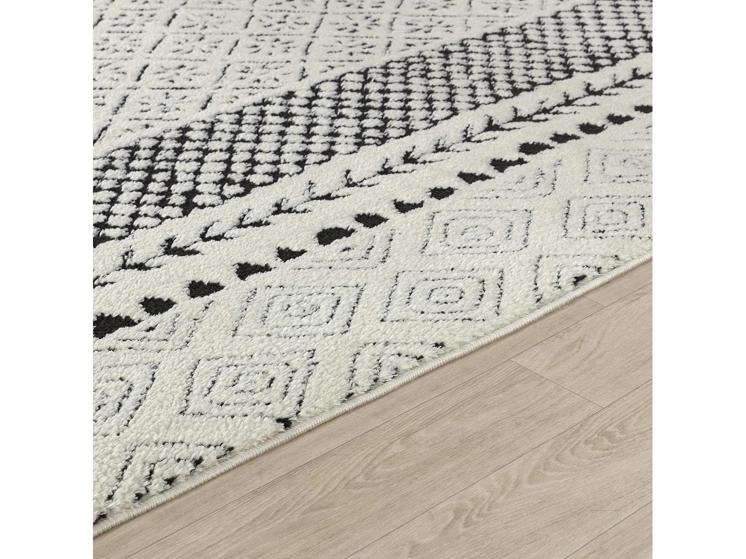 Scandinavisch Boho Tapijt - Ivoor/Zwart - 160x213cm - AMBRE